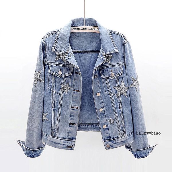 women's jackets 2021 autumn fashion drilling stars denim jacket women slim single-breasted long sleeve solid color short jeans coat z43, Black;brown
women's jackets 2021 autumn fashion drilling stars denim jacket women slim single-breasted long sleeve solid color short jeans coat z43, Black;brown