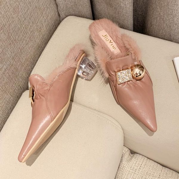 winter pointed half slippers female rhinestone pearl plush low-heeled warm outer crystal high-heel dress shoes, Black
winter pointed half slippers female rhinestone pearl plush low-heeled warm outer crystal high-heel dress shoes, Black