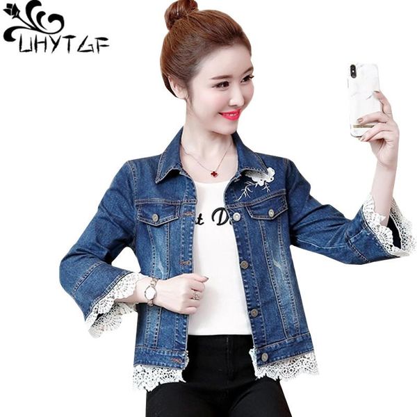 women's jackets uhytgf women denim jacket fashion embroidery spring autumn jeans lace stitching cute girl elegant short coat 107, Black;brown
women's jackets uhytgf women denim jacket fashion embroidery spring autumn jeans lace stitching cute girl elegant short coat 107, Black;brown