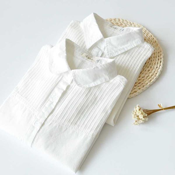 women shirts blouses autumn spring female shirt turn down collar long sleeve laes casual cotton blouse blusas white 210601
women shirts blouses autumn spring female shirt turn down collar long sleeve laes casual cotton blouse blusas white 210601