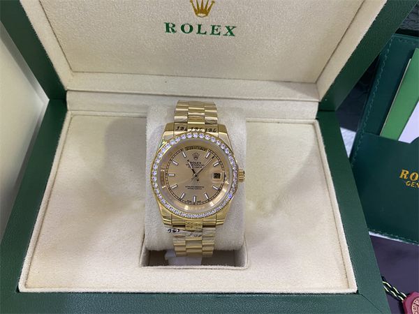 with original box luxury fashion watches 8k yellow gold diamond dial & bezel 18038 automatic mens men's watch 2021, Slivery;brown
with original box luxury fashion watches 8k yellow gold diamond dial & bezel 18038 automatic mens men's watch 2021, Slivery;brown