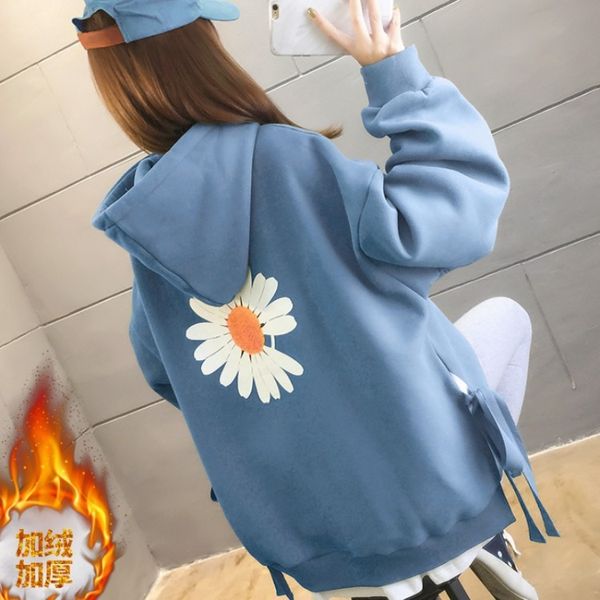 little daisy fried street sweater women's autumn and winter plush hooded korean loose large 2020 student's two-piece top, Blue;black
little daisy fried street sweater women's autumn and winter plush hooded korean loose large 2020 student's two-piece top, Blue;black