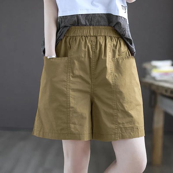 women's shorts tooling leisure female summer thin tall waist loose straight wide vertical legs pure cotton elastic pants, White;black
women's shorts tooling leisure female summer thin tall waist loose straight wide vertical legs pure cotton elastic pants, White;black