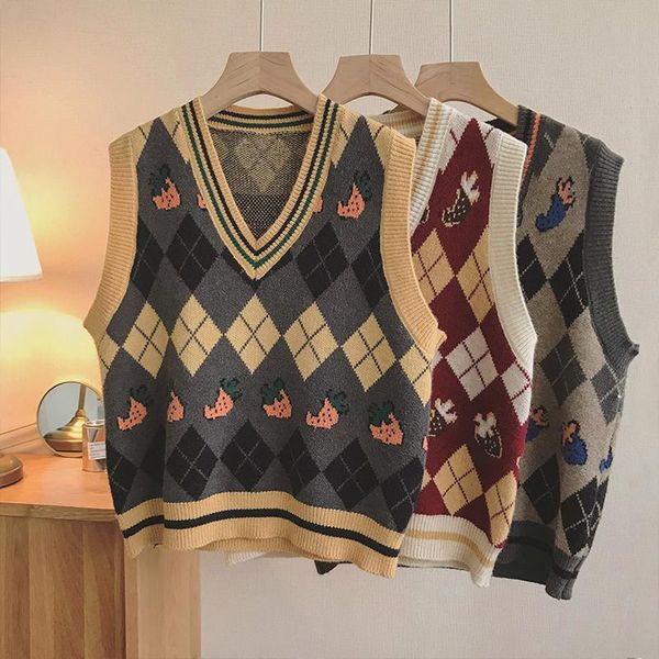 women's vests contrasting color v-neck knitted vest women 2021 style early autumn loose outer wear sleeveless retro plaid sweater, Black;white
women's vests contrasting color v-neck knitted vest women 2021 style early autumn loose outer wear sleeveless retro plaid sweater, Black;white