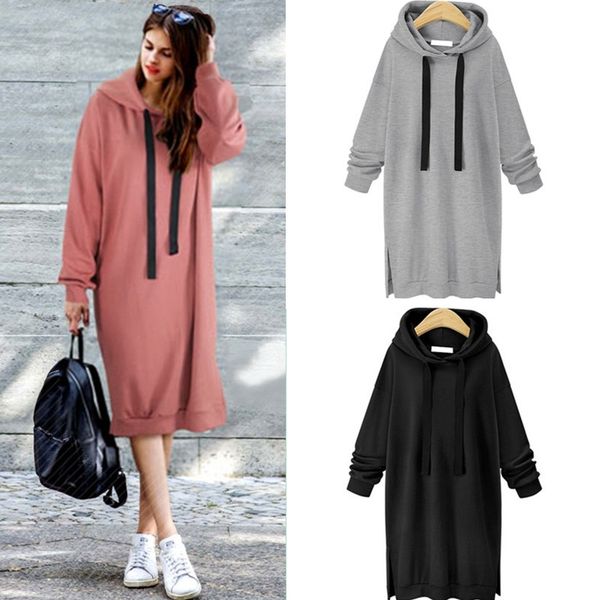 men's hoodies drawstring hooded long sleeve sweater women's coat knee length dress, Black
men's hoodies drawstring hooded long sleeve sweater women's coat knee length dress, Black