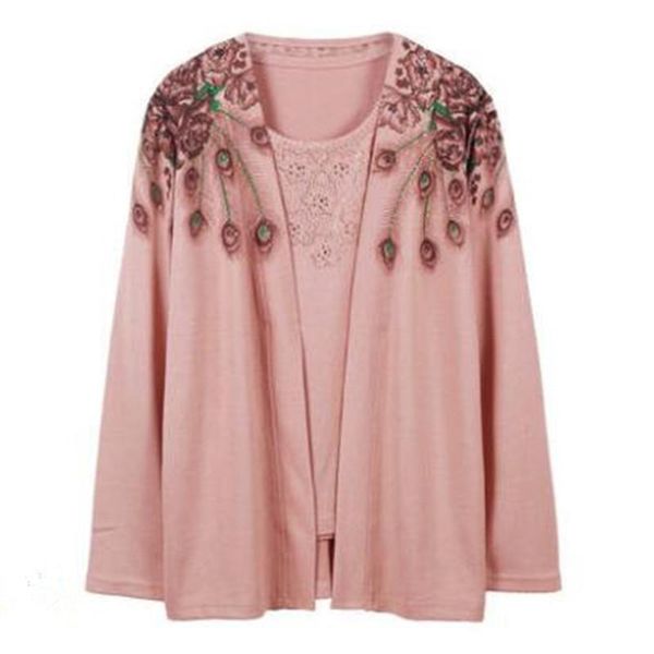 women's knits & tees female cardigan 2021 spring middle-aged mother long sleeve floral print knitwear 2 pieces loose sweater set, White
women's knits & tees female cardigan 2021 spring middle-aged mother long sleeve floral print knitwear 2 pieces loose sweater set, White