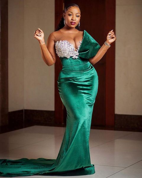 2022 plus size green mermaid velvet prom dresses lace beaded sheer neck evening formal party illusion long sleeve gowns dress, Black;red
2022 plus size green mermaid velvet prom dresses lace beaded sheer neck evening formal party illusion long sleeve gowns dress, Black;red