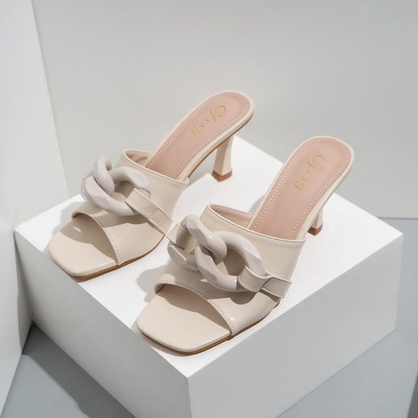 slippers 2021 high heeled summer square head chain stiletto sandals cross straps peep toe women shoes fashion solid, Black
slippers 2021 high heeled summer square head chain stiletto sandals cross straps peep toe women shoes fashion solid, Black