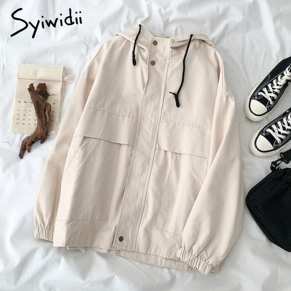 women's jackets syiwidii drawstring hooded jacket women 2021 fall vintage oversized long sleeve outerwear korean fashion streetwear coa, Black;brown
women's jackets syiwidii drawstring hooded jacket women 2021 fall vintage oversized long sleeve outerwear korean fashion streetwear coa, Black;brown
