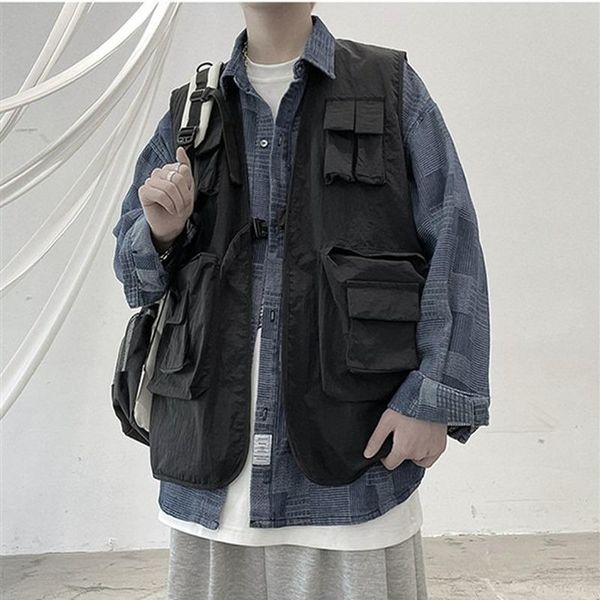 men's vests houzhou tooling vest men streetwear cargo hip hop sleeveless jacket gilet multi-pocket outdoors tactical coat techwear, Black;white
men's vests houzhou tooling vest men streetwear cargo hip hop sleeveless jacket gilet multi-pocket outdoors tactical coat techwear, Black;white