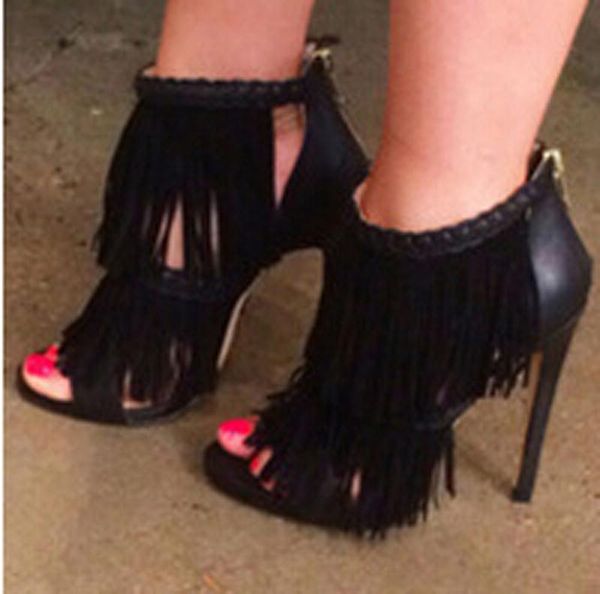 design women fashion open toe tassels gladiator sandals back zipper-up thin heel ankle formal dress shoes, Black
design women fashion open toe tassels gladiator sandals back zipper-up thin heel ankle formal dress shoes, Black