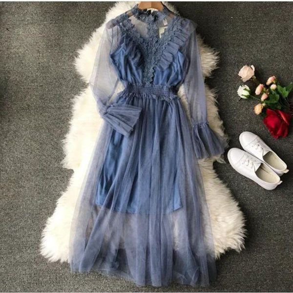 casual dresses luxury lace 2021 spring summer lantern long sleeves sheer mesh sweet women knee-length crochet dress, Black;gray
casual dresses luxury lace 2021 spring summer lantern long sleeves sheer mesh sweet women knee-length crochet dress, Black;gray