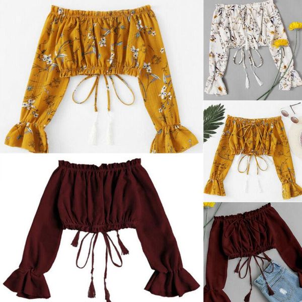 women's blouses & shirts summer women ladies clothing off shoulder blouse long sleeve shirt casual loose clothes, White
women's blouses & shirts summer women ladies clothing off shoulder blouse long sleeve shirt casual loose clothes, White