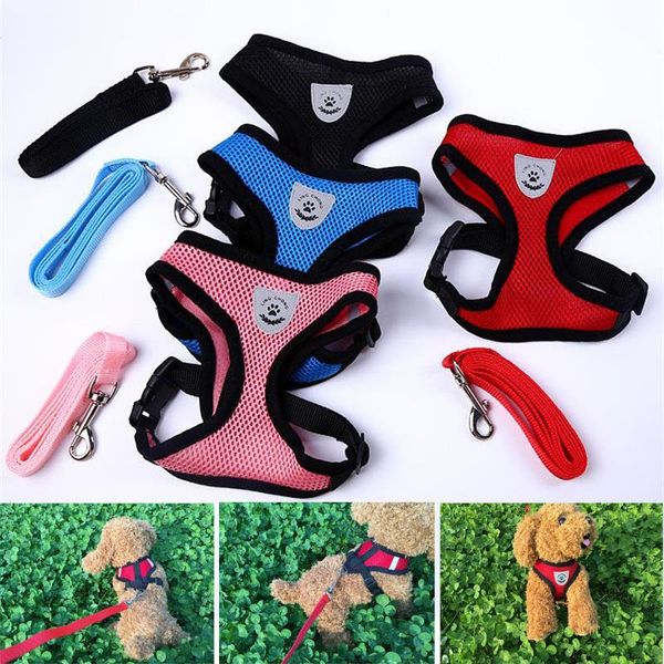 dog collars & leashes breathable mesh pet small harness and leash set nylon vest for dogs puppy collar cat chest strap 
dog collars & leashes breathable mesh pet small harness and leash set nylon vest for dogs puppy collar cat chest strap
