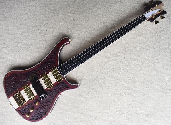 4 strings neck-thru-body electric bass guitar with carved pattern,4 pickups,fretless
4 strings neck-thru-body electric bass guitar with carved pattern,4 pickups,fretless