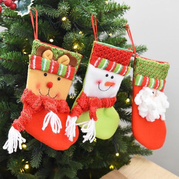 christmas decorations yarn old man snowman socks gift bag children's pendant