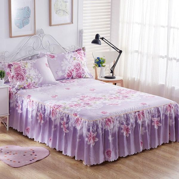 bedding sets king bed skirt sheet set flowers linens mattress cover bedspread bedding,1 2 pillowcase