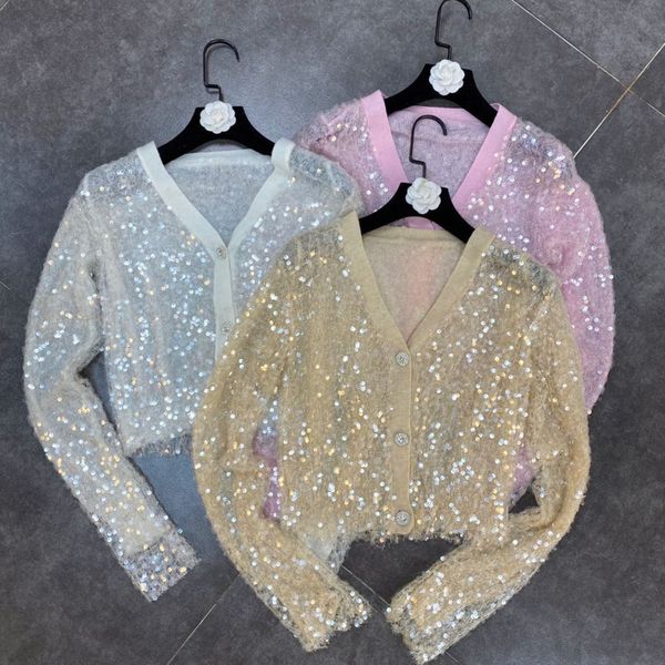 spring arrivals solid color long sleeve v-neck sequin shiny diamond button decorative knitted cardigan mz407 210525, White
spring arrivals solid color long sleeve v-neck sequin shiny diamond button decorative knitted cardigan mz407 210525, White