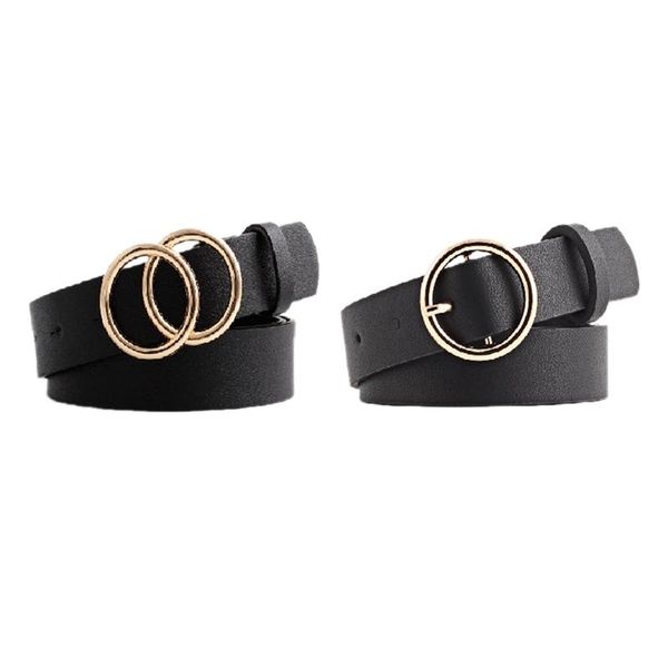 belts women's belt soft leather girdle casual simple trend round buckle dress jeans 2 pcs, Black;brown 
belts women's belt soft leather girdle casual simple trend round buckle dress jeans 2 pcs, Black;brown