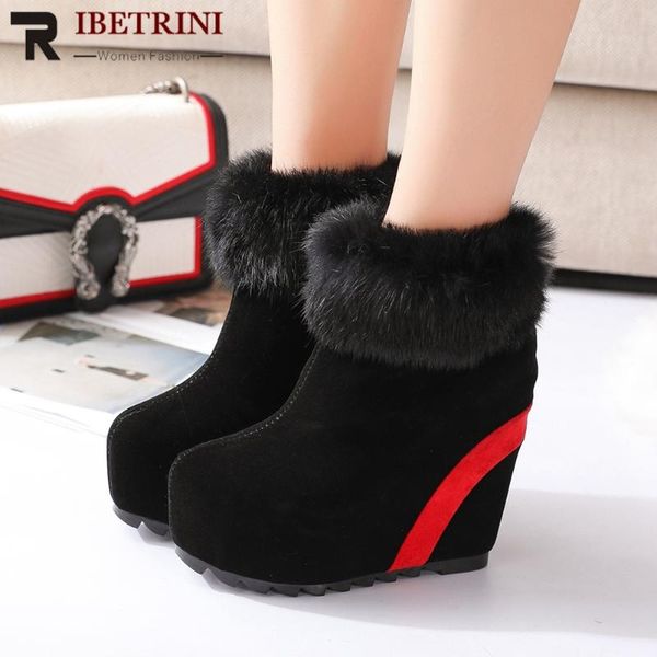 boots ribetrini elegant women shoes solid zipper platform ankle wedges short plush metal decoration stylish, Black
boots ribetrini elegant women shoes solid zipper platform ankle wedges short plush metal decoration stylish, Black