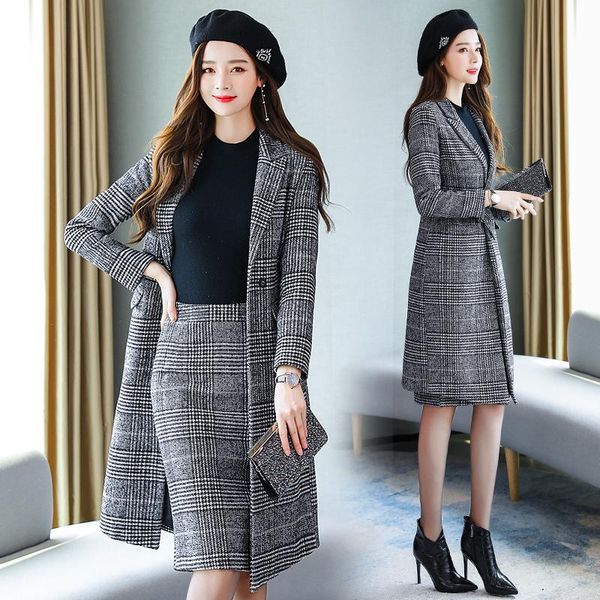 two piece dress spring and autumn 2 sets oftemperament women's long plaid woolen coat ol set of decoration winter ladies thick suit ski, White
two piece dress spring and autumn 2 sets oftemperament women's long plaid woolen coat ol set of decoration winter ladies thick suit ski, White