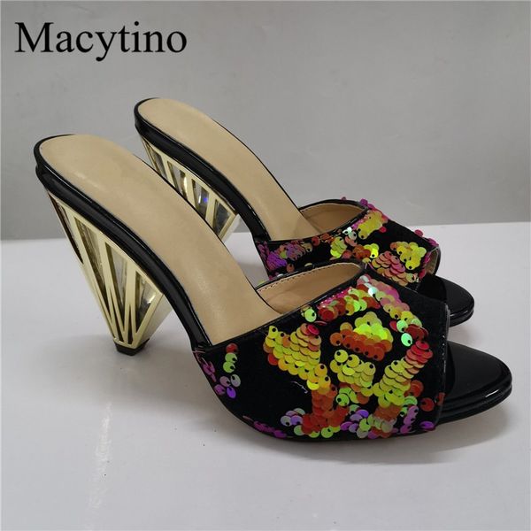 slippers gradient color sequined mules summer high heel wedge slides shoes women party 0z05, Black
slippers gradient color sequined mules summer high heel wedge slides shoes women party 0z05, Black