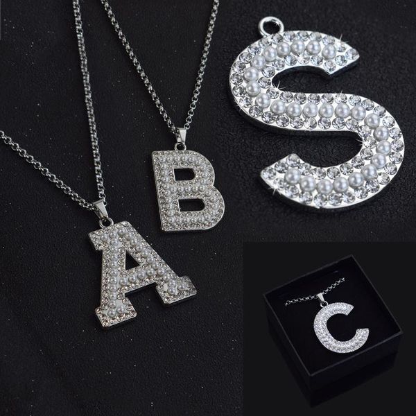 chains esspoc fashion lettering pendents necklace charms crystal colar simulated pearl necklaces for women girls halloween gift, Silver
chains esspoc fashion lettering pendents necklace charms crystal colar simulated pearl necklaces for women girls halloween gift, Silver