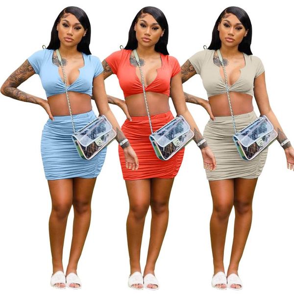 women's tracksuits 2021 summer style fashion solid color pleated v-neck skirt two-piece suit, Gray
women's tracksuits 2021 summer style fashion solid color pleated v-neck skirt two-piece suit, Gray