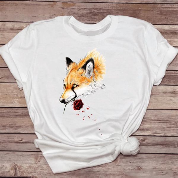 fox watercolor valentine floral flower womens t shirt cartoon fashion print graphic lady female tee, White
fox watercolor valentine floral flower womens t shirt cartoon fashion print graphic lady female tee, White