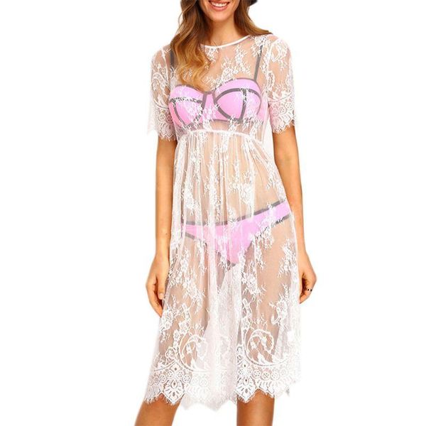 women's swimwear 652f women summer short sleeve swimsuit bikini cover up hollow out see-through eyelash floral lace loose beach dress, White;black
women's swimwear 652f women summer short sleeve swimsuit bikini cover up hollow out see-through eyelash floral lace loose beach dress, White;black