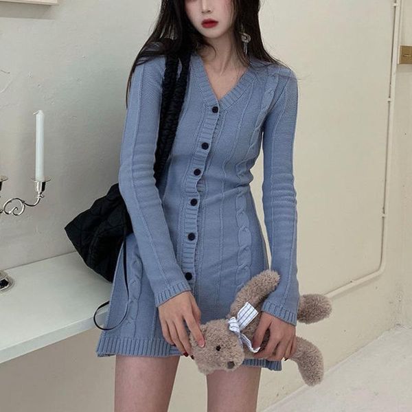 casual dresses korean v-neck knitted spring 2021 a-line women sweater dress single breasted long sleeve slim waist vestido, Black;gray
casual dresses korean v-neck knitted spring 2021 a-line women sweater dress single breasted long sleeve slim waist vestido, Black;gray