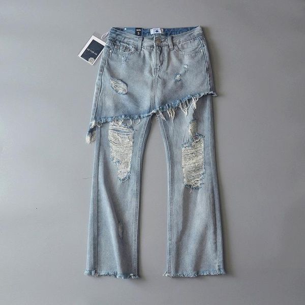 women's jeans fake two ripped for women fall fashion streetwear ankle-length washed bleached straight, Blue
women's jeans fake two ripped for women fall fashion streetwear ankle-length washed bleached straight, Blue