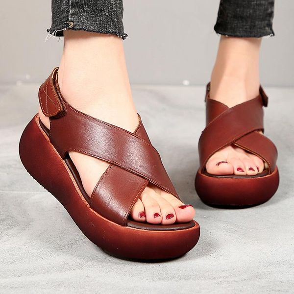 women sandals retro genuine leather handmade for fashion casual platform, Black
women sandals retro genuine leather handmade for fashion casual platform, Black