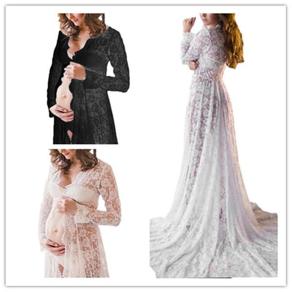 maternity dresses by lace gauze dress, long sleeve v-neck tail skirt, pregnant woman one piece for pography, White
maternity dresses by lace gauze dress, long sleeve v-neck tail skirt, pregnant woman one piece for pography, White
