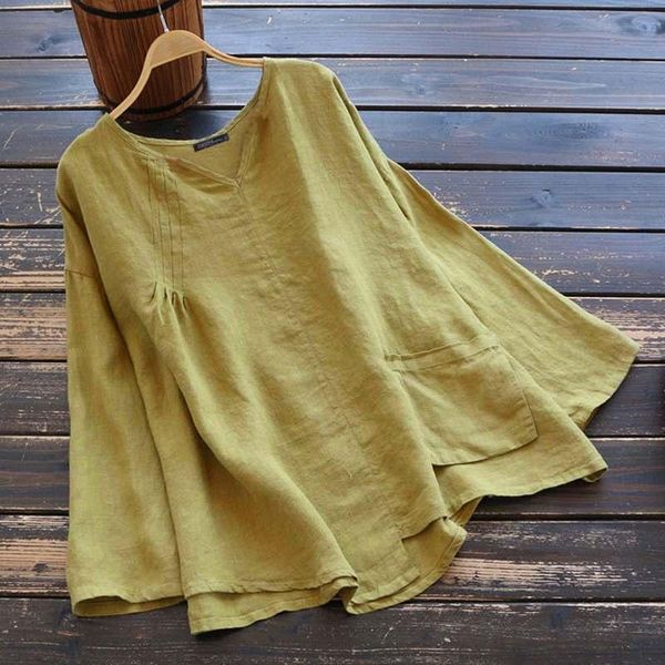 women's blouses & shirts 2021 autumn solid cotton blouse zanzea vintage v neck women long sleeve tunic blusas female chemise kaftan s, White
women's blouses & shirts 2021 autumn solid cotton blouse zanzea vintage v neck women long sleeve tunic blusas female chemise kaftan s, White
