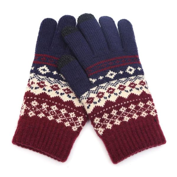 five fingers gloves winter men/women warm jacquard stretch knit female print magic accessories wool full finger thicken mittens b43, Blue;gray
five fingers gloves winter men/women warm jacquard stretch knit female print magic accessories wool full finger thicken mittens b43, Blue;gray