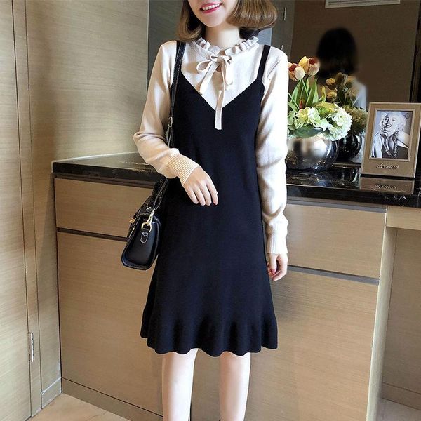 casual dresses women 2021 autumn winter fashion patchwork knitted dress female mid-long sweater ladies bow loose vestidos v671, Black;gray
casual dresses women 2021 autumn winter fashion patchwork knitted dress female mid-long sweater ladies bow loose vestidos v671, Black;gray