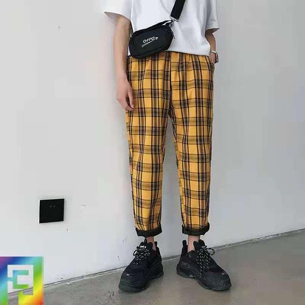 men's pants the 2021 han edition tide students loose trousers male spring logo checked port of mashup ins wind wide-legged, Black
men's pants the 2021 han edition tide students loose trousers male spring logo checked port of mashup ins wind wide-legged, Black
