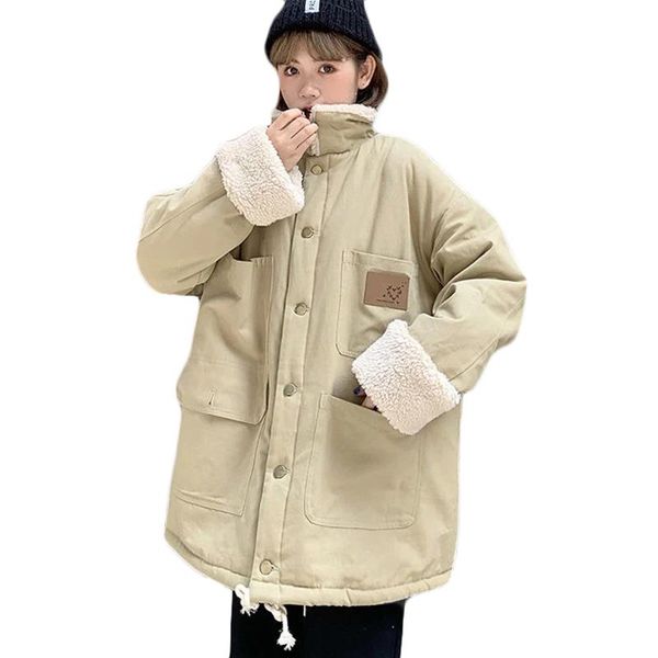 women's down & parkas 2021 winter plus size cold-proof overalls long lamb wool cotton jacket female korean loose velvet warm parka over, Black
women's down & parkas 2021 winter plus size cold-proof overalls long lamb wool cotton jacket female korean loose velvet warm parka over, Black