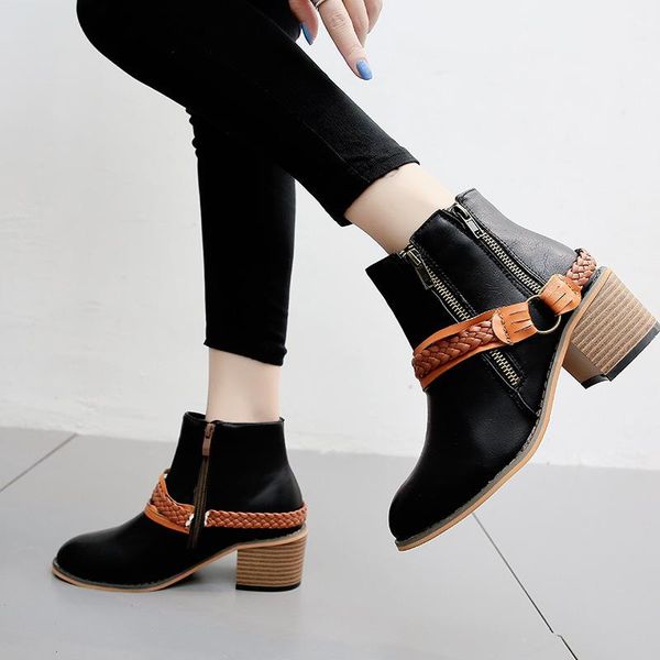 boots women's shoes 2021 autumn and winter thick with leather side zipper belt buckle ankle, Black
boots women's shoes 2021 autumn and winter thick with leather side zipper belt buckle ankle, Black