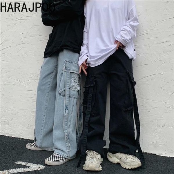 harajpoo couple pants 2021 spring autumn korean ins trendy hip-hop retro loose straight casual wide-leg streamer ripped jeans women's, Blue
harajpoo couple pants 2021 spring autumn korean ins trendy hip-hop retro loose straight casual wide-leg streamer ripped jeans women's, Blue