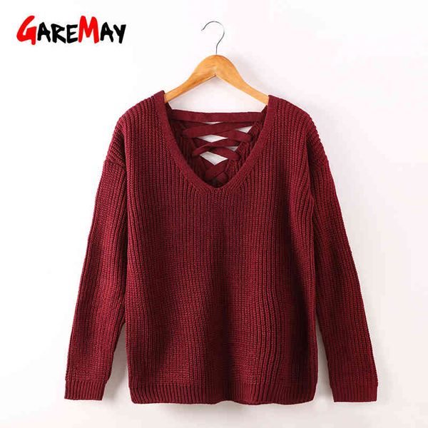 knitted sweater women autumn fall fashion backless v neck jumpers ladies s wine red female pullover 210428, White;black
knitted sweater women autumn fall fashion backless v neck jumpers ladies s wine red female pullover 210428, White;black