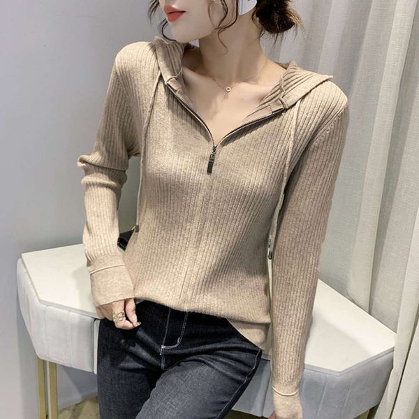 hooded sweater knitted cardigan jacket autumn and winter outer bottomed long sleeve zipper top, White;black
hooded sweater knitted cardigan jacket autumn and winter outer bottomed long sleeve zipper top, White;black