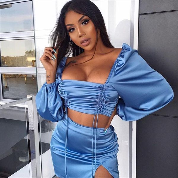2 piece set women tracksuits square collar long sleeve crop split skirt autumn dress ladies outfit, Gray
2 piece set women tracksuits square collar long sleeve crop split skirt autumn dress ladies outfit, Gray