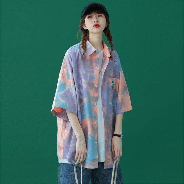 women's blouses & shirts oversized shirt vintage clothes mujer hip hop elegant short sleeve girl tie-dye button up your shirt pastel, White
women's blouses & shirts oversized shirt vintage clothes mujer hip hop elegant short sleeve girl tie-dye button up your shirt pastel, White