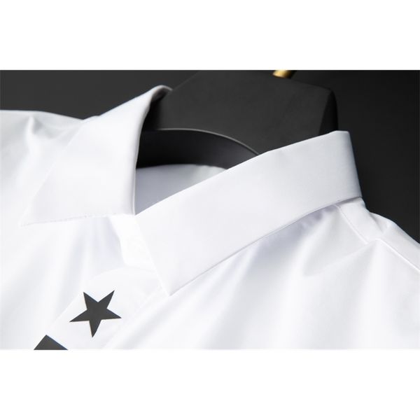 simple summer new style door tube five pointed star vertical bar press printing long sleeve men's shirt for work2021, White;black
simple summer new style door tube five pointed star vertical bar press printing long sleeve men's shirt for work2021, White;black