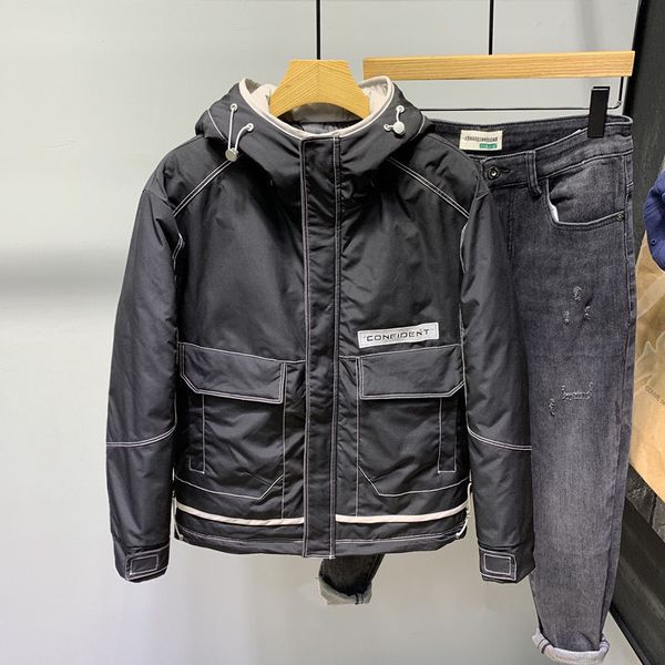 white duck down winter thickened warm jacket men's short hooded tooling fashion loose korean version of student coat tide, Black;brown
white duck down winter thickened warm jacket men's short hooded tooling fashion loose korean version of student coat tide, Black;brown