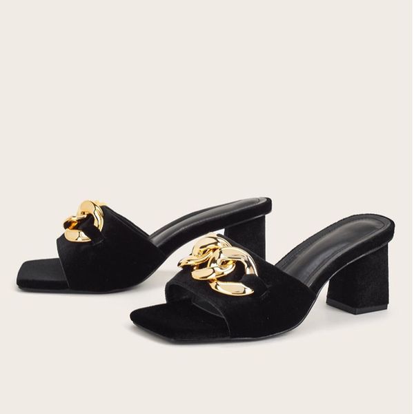 elegant metal chain slippers women sandals flipflops summer thick high heels shoes woman peep toe -color slides chaussure femme1, Black
elegant metal chain slippers women sandals flipflops summer thick high heels shoes woman peep toe -color slides chaussure femme1, Black