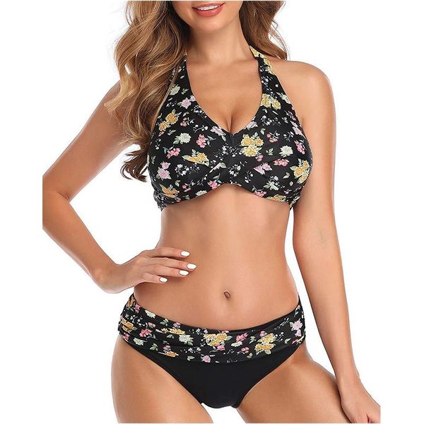 women's swimwear 2021 summer products trendy swimsuit cross fold printed tether halter triangle split bikini, White;black
women's swimwear 2021 summer products trendy swimsuit cross fold printed tether halter triangle split bikini, White;black