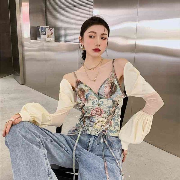 women's knits & tees renaissance print backless lantern sleeve blouse women long bodycon high fashion desinger ladies a01, White
women's knits & tees renaissance print backless lantern sleeve blouse women long bodycon high fashion desinger ladies a01, White